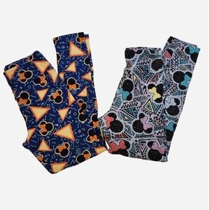 LuLaRoe Disney Minnie Mouse Leggings Lot OS – Geometric Triangle Prints – GUC